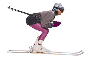 person wearing black snow goggles skiing illustration